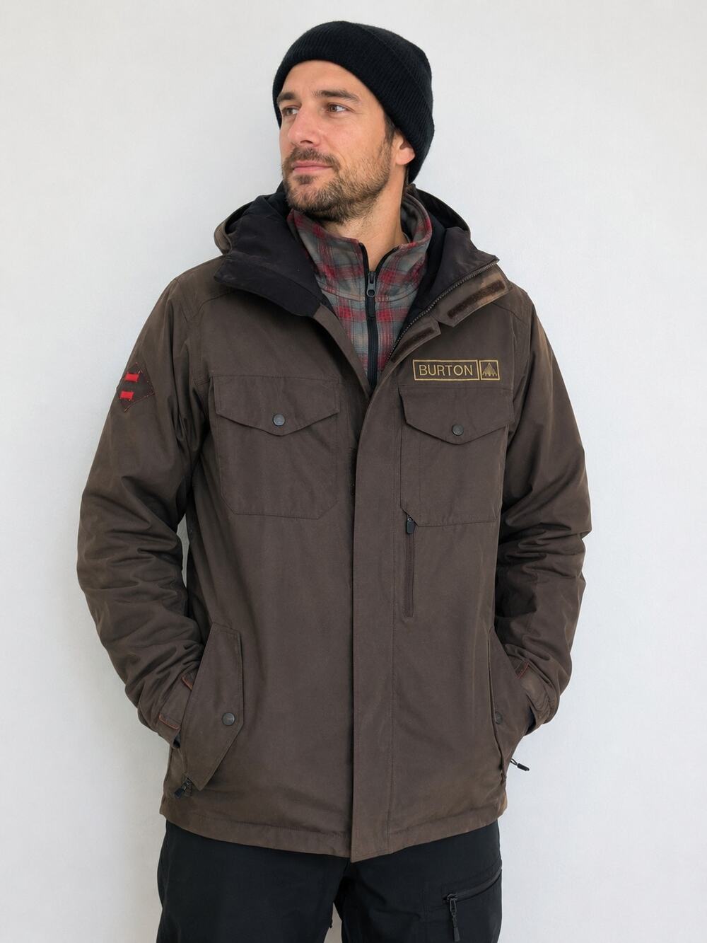 Vintage Burton Men's Size L Brown 2-in-1 Snowboarding Ski Jacket Hooded Parka